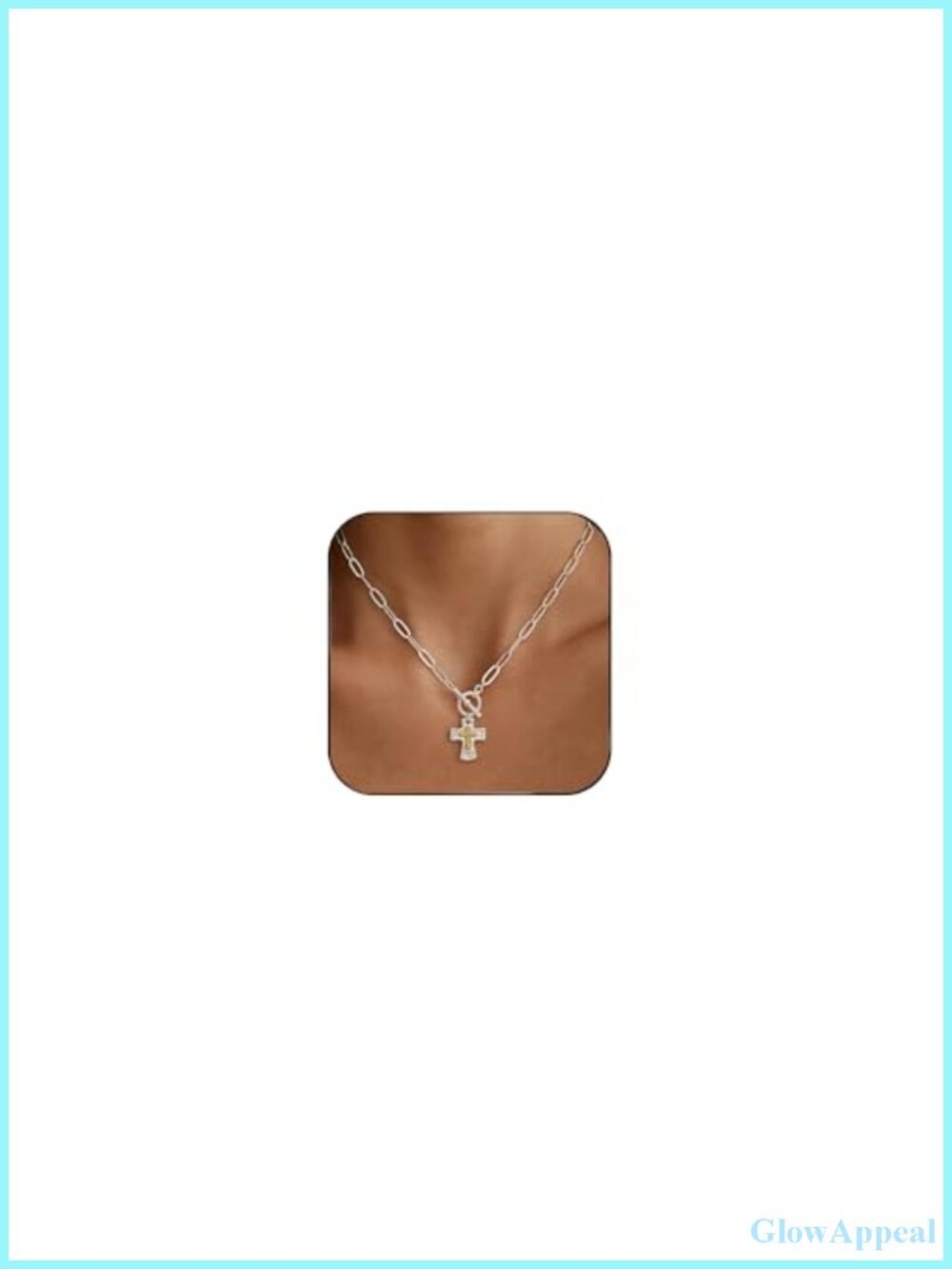 Chunky Cross Pendant Necklace 14K Gold Plated Statement Jewelry